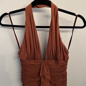 BCBG Maxazria beautiful brown halter dress